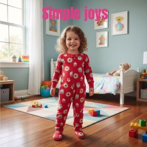 Carter's Red Pajama Bottoms with White Flowers